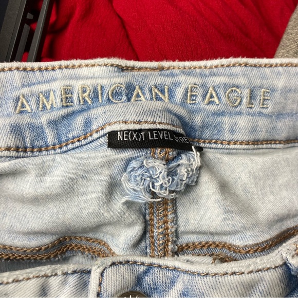 American Eagle AE Next Level Stretch High Waist Button Fly Flare Jeans Size 14R - Picture 10 of 11